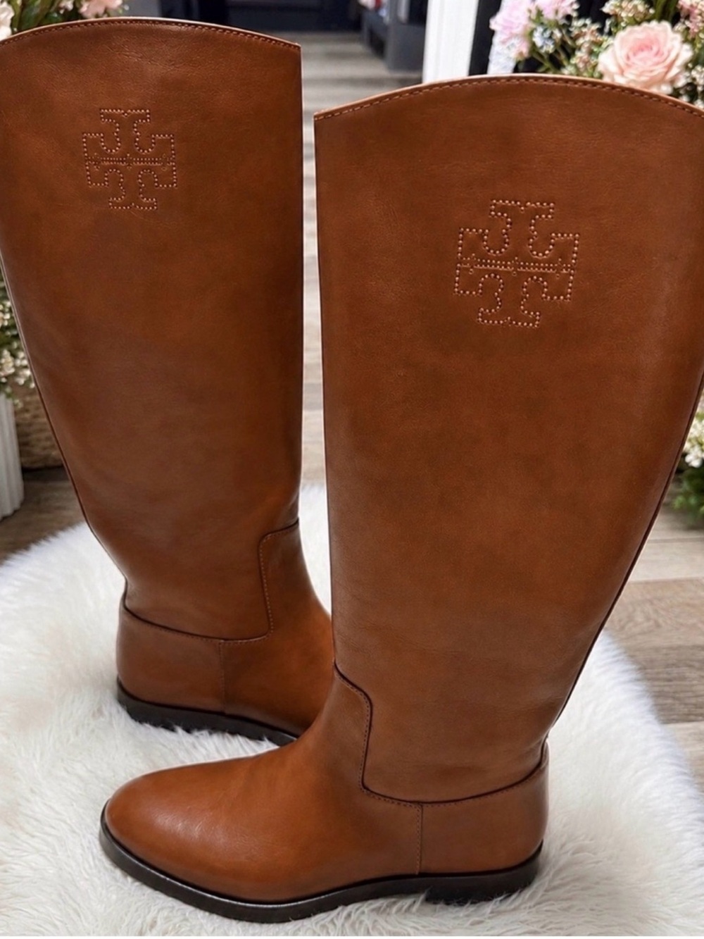 Tory Burch Over-the-Knee Boots in Chestnut Brown Leather. Original price $600